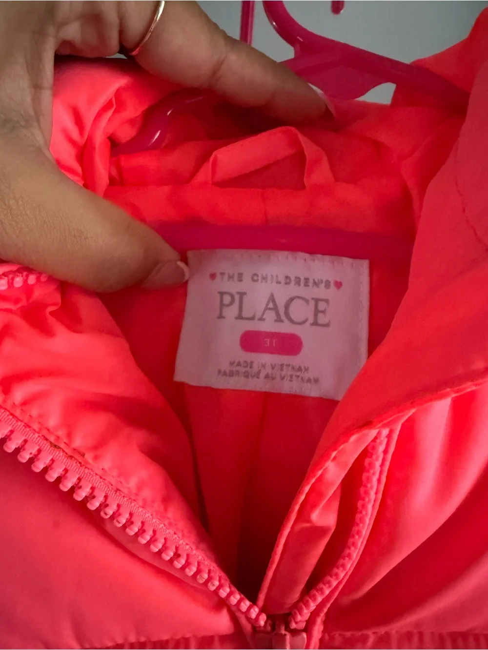 The Children's Place Bright Coral Puffer Jacket with Hood
